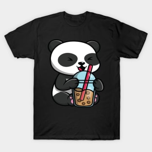 Kawaii Cute Anime Panda Otaku Japanese Bubble Boba Tea T-Shirt